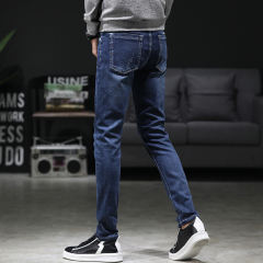 Dark Blue Fashion Washed Jeans Men Denim Pants Casual Trousers PQYP2835