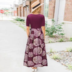 Black Long Bohemia Summer Dress V-neck Short Sleeve Printed Dress PQH2103C [OUT OF STOCK]