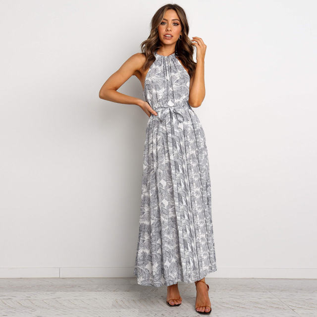 Green Summer Fashion Printed Floral Dress Sexy Bohemian Dresses PQH2069C