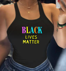 Black Lives Printed Tops For Women Sexy Back Bowknot Summer Vest PQ20805F
