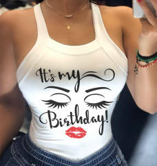 Spades Printed Tops For Women Sexy Back Bowknot Summer Vest PQ20805G