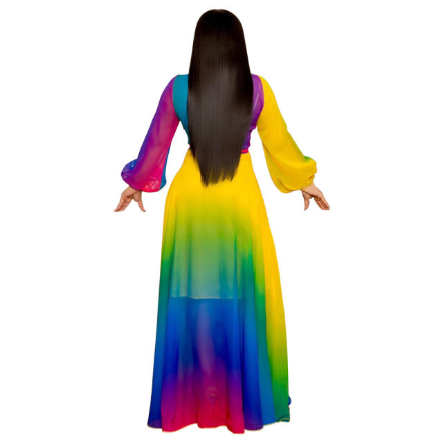 Floral Printed Fashion Maxi Dress Long Summer Chiffon Dress PQ3301