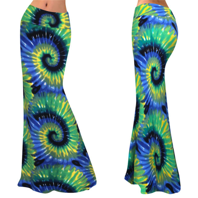 Black Fashion Paisley Printed Skirts High Waist Long Maxi Skirt PQ9449C