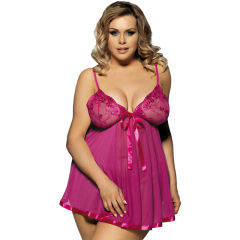 Red Plus Size Lingerie Sexy Oversize Sleepwear Women Lace Babydoll PQ2073D