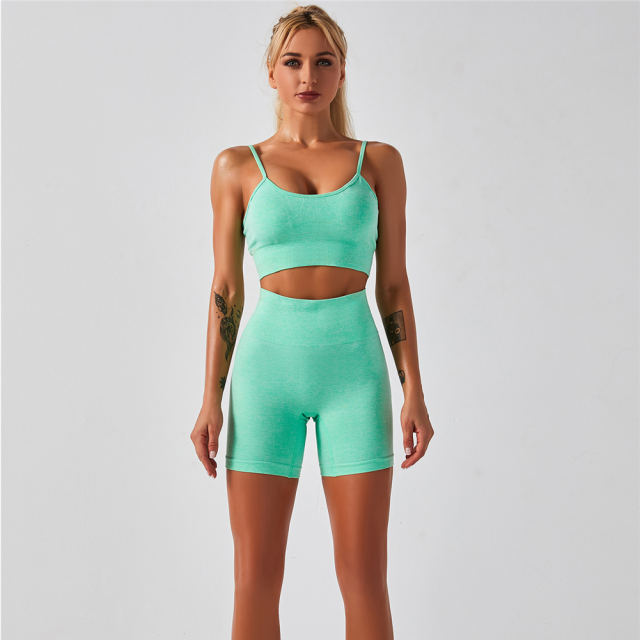 Green Seamless Ourdoor Sportwear Sport Apparel Sexy Fitness Shorts PQYJ032D