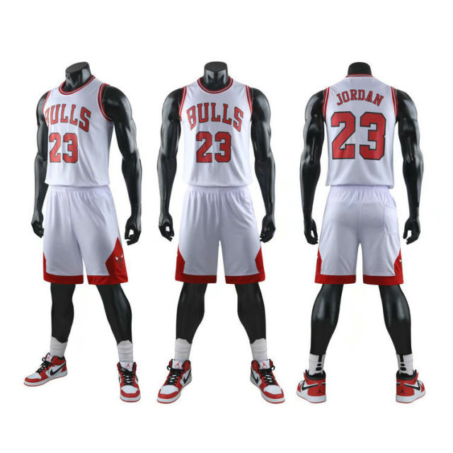 White Chicago Bulls Team Jersey For Children Jordan Basketball Outfits for Adult PQMJ023A