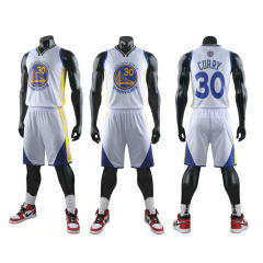 White Stephen Curry Basketball Team Jersey Warriors Basketball Outfit for Adult PQSC001A
