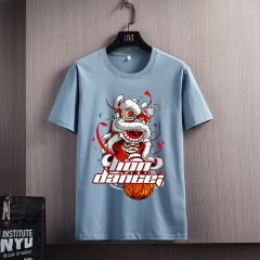 Men's Summer Streetwear Plus Size Fashion Tee Lion Dance Cartoon Printing T-shirt NYH1001A
