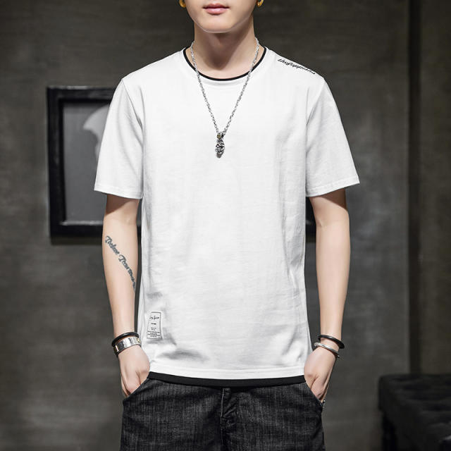 Black Summer Fashion T-shirt For Men Trend Casual Cotton T Shirts RL8144A