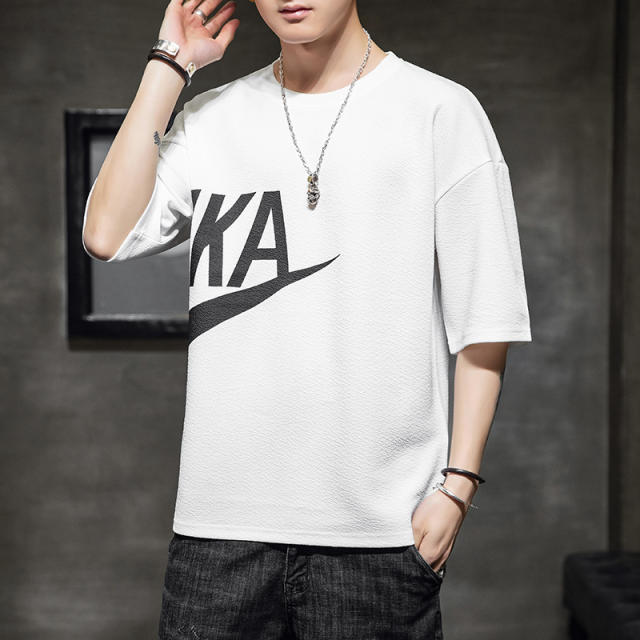 Black Fashion Hoodies Casual T Shirts Summer Cotton T-shirt For Men RL8152A