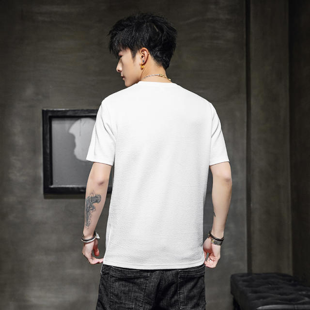 Black Summer Men T-shirt For Travel Fashion Casual Tops RL8160A