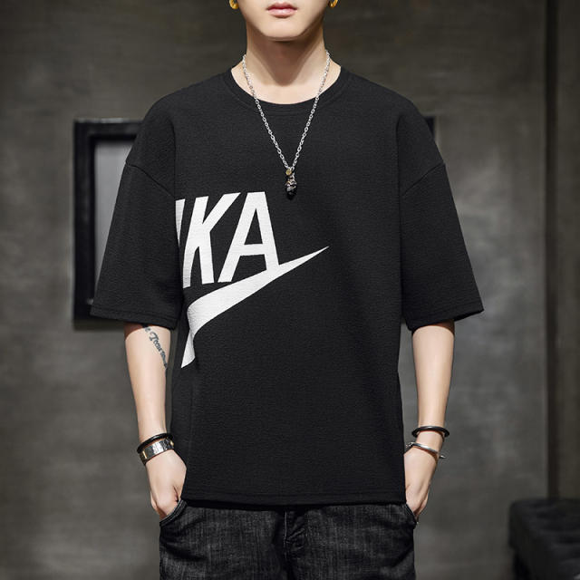 Black Fashion Hoodies Casual T Shirts Summer Cotton T-shirt For Men RL8152A