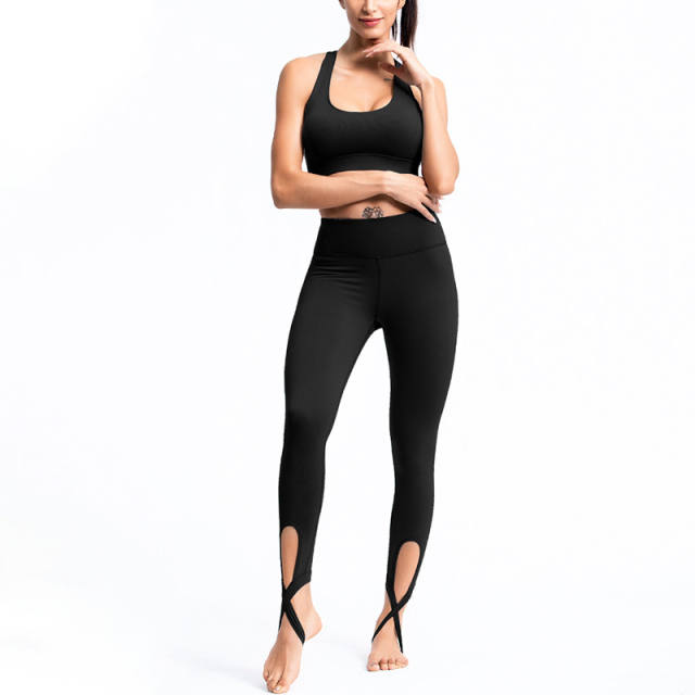 Blue Fitness Bras with Running Leggings Women Bubble Butt Yoga Outfits PQGS30005B