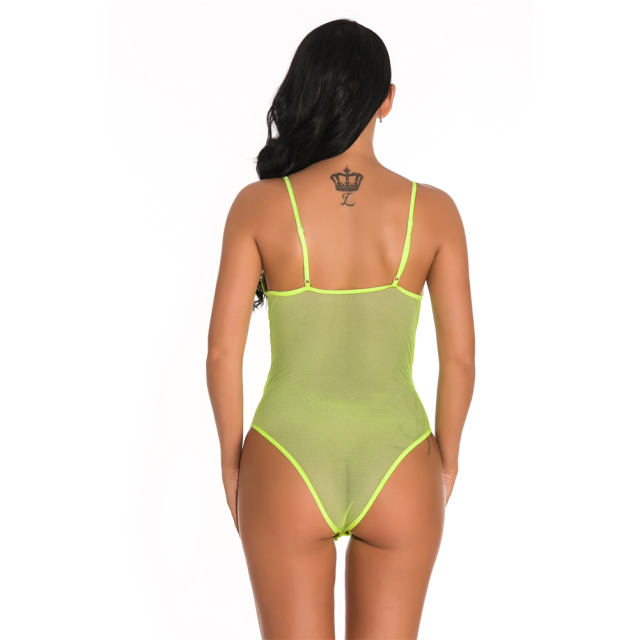 White Sexy Sheer Teddies Lingerie For Women Eyelash Lace Bodysuit PQ3820B