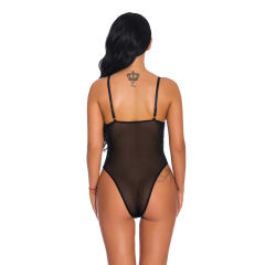 Army Green Sexy Teddies Lingerie For Women Sheer Eyelash Lace Bodysuit PQ3279E