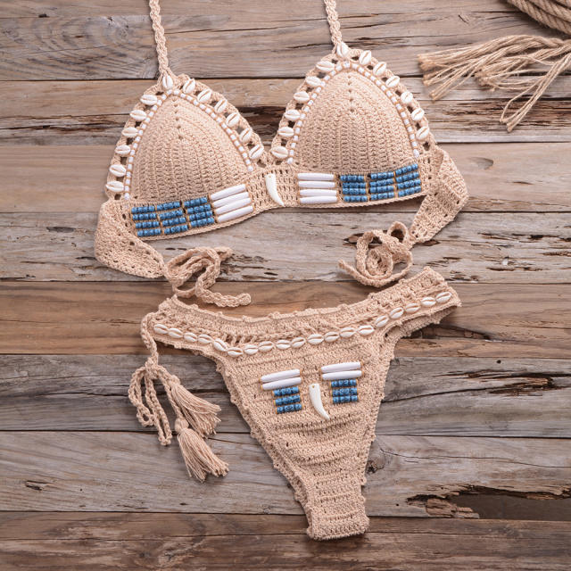 Black Vintage Crochet Bikini Women Micro Beachwear Swimwear PQ6913A