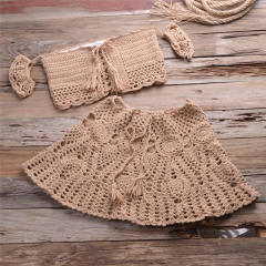 Summer Bandeau Bikini Sexy Beach Skirts Women Crochet Swimwear PQ5909