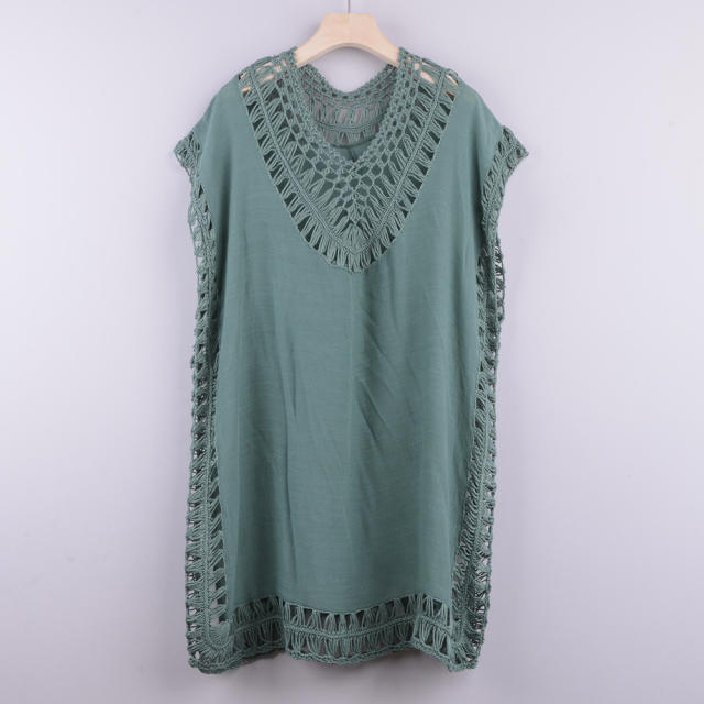 Knit Rushguard Swimwear Crochet Beach Dresses For Women PQB004