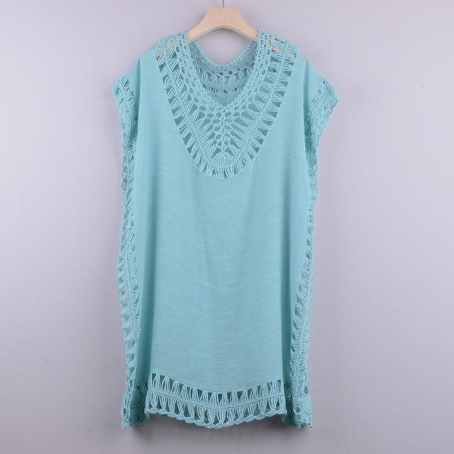 Knit Rushguard Swimwear Crochet Beach Dresses For Women PQB004