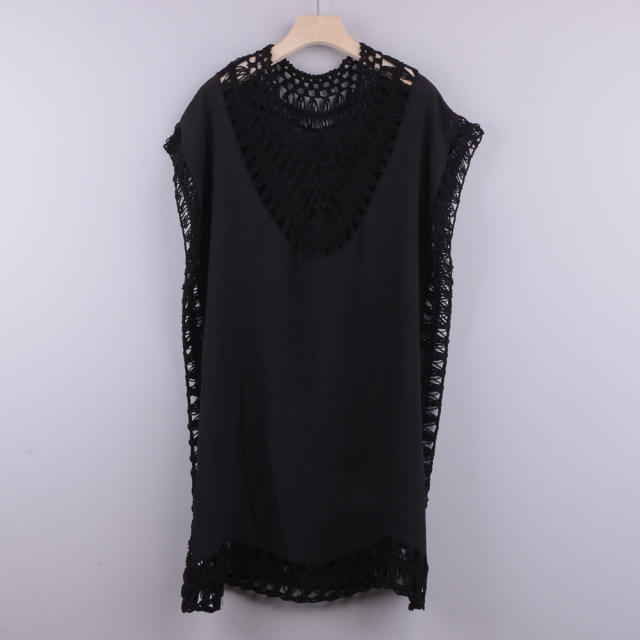 Knit Rushguard Swimwear Crochet Beach Dresses For Women PQB004