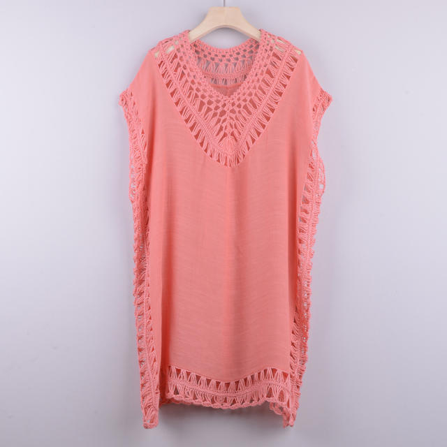 Knit Rushguard Swimwear Crochet Beach Dresses For Women PQB004