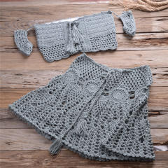 Summer Bandeau Bikini Sexy Beach Skirts Women Crochet Swimwear PQ5909
