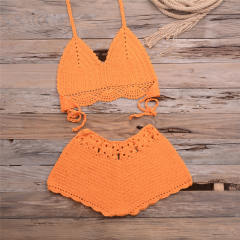 Crochet Bikini Bra with Shorts Women Beachwear Knit Swimwear PQ5921