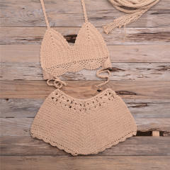 Crochet Bikini Bra with Shorts Women Beachwear Knit Swimwear PQ5921