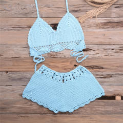Crochet Bikini Bra with Shorts Women Beachwear Knit Swimwear PQ5921
