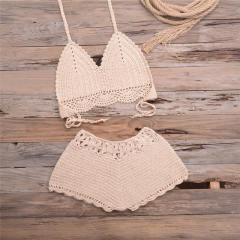 Crochet Bikini Bra with Shorts Women Beachwear Knit Swimwear PQ5921