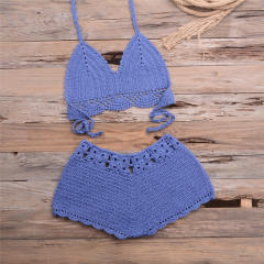 Crochet Bikini Bra with Shorts Women Beachwear Knit Swimwear PQ5921