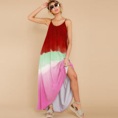 Striped Print Irregular Boho Dress Sleeveless Maxi Dresses PQLQ064