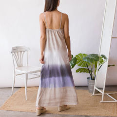 Sleeveless Maxi Dresses Striped Print Irregular Boho Dress PQLQ065
