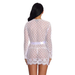 Red Sheer Lace Nightdress Sexy Robe Lingerie Women Night Gown PQ3512C