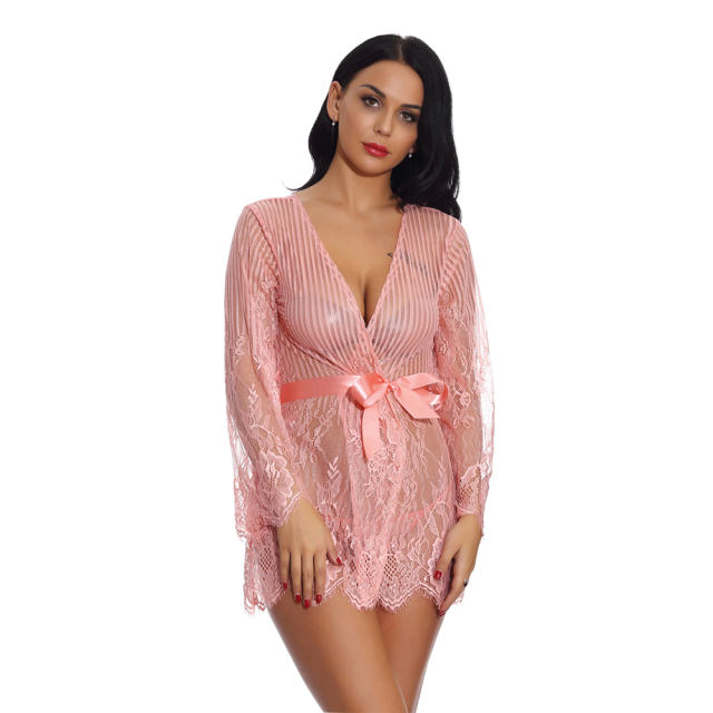 Black Lace Nightdress Women Night Gown Sexy Robe Lingerie PQ3513A