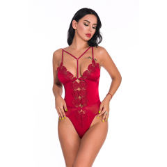 Black V-neck Teddies Lingerie Sexy Slim Bodysuit For Women PQ3624B