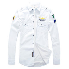 [Winter Velvet] White Long Sleeve Men Casual Shirts Solid Color Fashion Tops PQ8307C