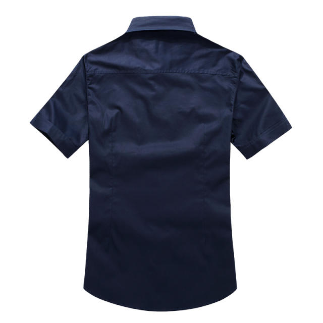 Light Blue Short Sleeve Men Fashion Shirts Solid Color Casual Tops PQ1617B