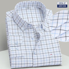 Men's Business Casual Long Sleeve Shirt Pure Cotton Oxford Plaid Shirt PQNJF28