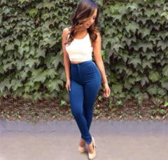 Blue Fashion Skinny Denim Trousers Sexy High Waist Jeans PQSL021