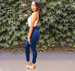 Blue Fashion Skinny Denim Trousers Sexy High Waist Jeans PQSL021