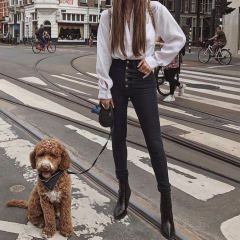 Black Sexy High Waist Jeans Fashion Skinny Denim Trousers PQTOP318