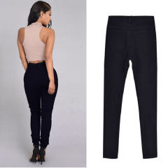Black Skinny Hight Waist Jeans Women Pearl Denim Pants PQTOP6662