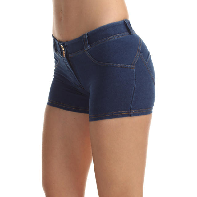 Black Mid Waist Bubble Butt Shorts Fitness Wear For Women PQF033B
