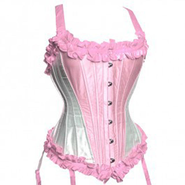 Black Sexy Satin Glue Bone Corselet Overbust Palace Corset For Women PQA810A