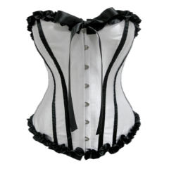 White Strip Overbust Corset For Women Sexy Glue Bone Bustiers PQ1030C