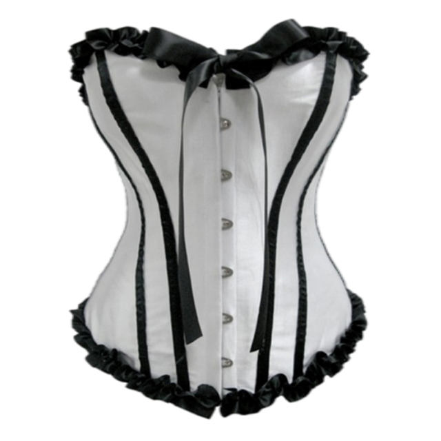 White Strip Overbust Corset For Women Sexy Glue Bone Bustiers PQ1030C