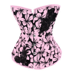 Yellow Floral Print Glue Bone Corselet Overbust Palace Corset For Women PQ1004B