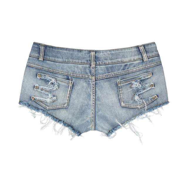 Hollow Out Denim Shorts Sexy Club Jeans Low Waist Hot Pants PQ646