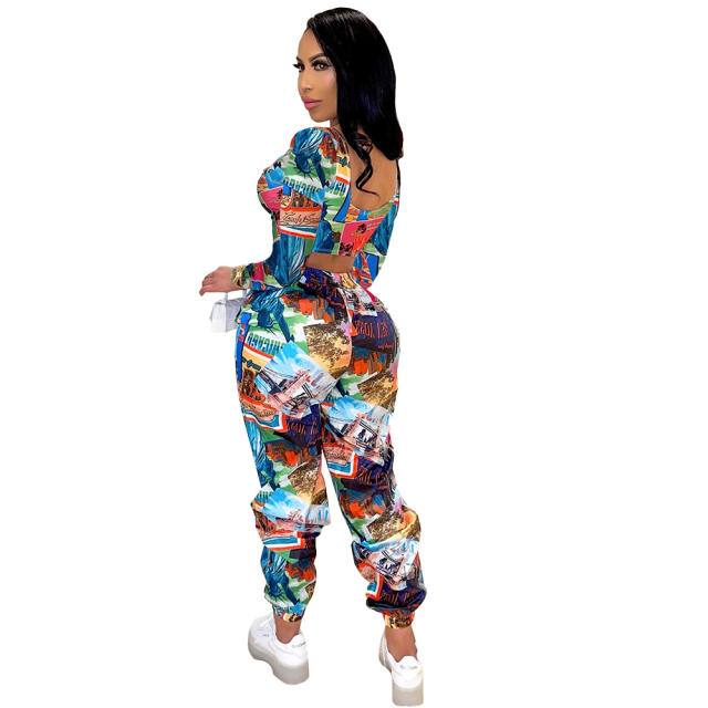 Fashion Printed Two Piece Sets For Women PQ9956A